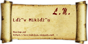 Löv Miklós névjegykártya